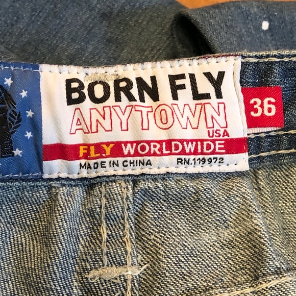 Born Fly, paint splatter blue Men's Jean size 36 - Picture 6 of 8